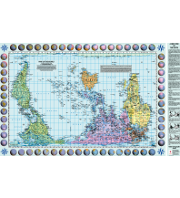 World Maps Poster Weltkarte Petersprojektion, Up-side down englisch (ca. 82,5 x 52,3 cm) Huber Verlag
