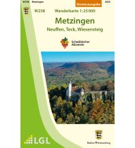 Hiking Maps Black Forest / Swabian Alps Albverein-Karte W238, Metzingen - Neuffen, Teck, Wiesensteig 1:25.000 Landesvermessungsamt Baden-Württemberg