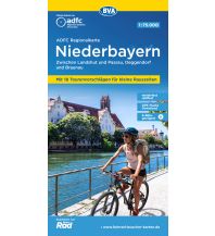 Radkarten ADFC Regionalkarte Niederbayern mit Tourenvorschlägen, 1:75.000, reiß- und wetterfest, GPS-Tracks Download, E-Bike geeignet BVA BikeMedia