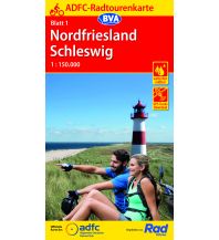 Radkarten ADFC-Radtourenkarte 1, Nordfriesland, Schleswig 1:150.000 BVA BikeMedia