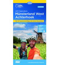 Radkarten ADFC-Regionalkarte Münsterland West / Flusslandschaft Achterhoek, 1:75.000, mit Tagestourenvorschlägen, reiß- und wetterfest, E-Bike-geeignet, GPS-Tracks-Download BVA BikeMedia