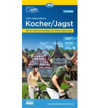 Radkarten ADFC-Regionalkarte Kocher/ Jagst, 1:75.000, mit Tagestourenvorschlägen, reiß- und wetterfest, E-Bike-geeignet, GPS-Tracks-Download BVA BikeMedia