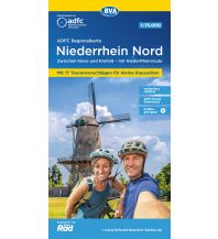 Radkarten ADFC-Regionalkarte Niederrhein Nord, 1:75.000, mit Tagestourenvorschlägen, reiß- und wetterfest, E-Bike-geeignet, mit Knotenpunkten, GPS-Tracks Download BVA BikeMedia