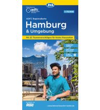 Cycling Maps Germany ADFC-Regionalkarte Hamburg und Umgebung, 1:75.000, mit Tagestourenvorschlägen, reiß- und wetterfest, E-Bike-geeignet, GPS-Tracks-Download BVA BikeMedia
