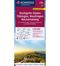 Radkarten KOMPASS Fahrradkarte Stuttgarts Süden, Tübingen, Reutlingen, Neckartalweg 1:70.000, FK 3331 Kompass-Karten GmbH