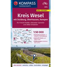 Radkarten Kompass-Fahrradkarte FK 3214, Kreis Wesel mit Duisburg, Oberhausen, Kempen 1:50.000 Kompass-Karten GmbH