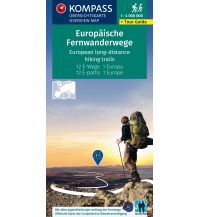Weitwandern KOMPASS Fernwegekarte Europäische Fernwanderwege, 12 E-Wege - 1 Kontinent 1:4 Mio. Kompass-Karten GmbH