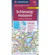 Cycling Maps KOMPASS Großraum-Radtourenkarte 3701, Schleswig-Holstein, Hamburg, Ostfriesland, 1:125 000 Kompass-Karten GmbH