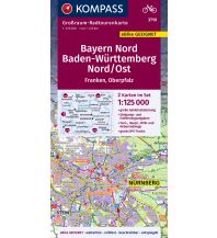 Cycling Maps KOMPASS Großraum-Radtourenkarte 3710, Bayern Nord, Baden-Württemberg Nord/Ost, 1:125000 Kompass-Karten GmbH