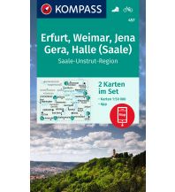 Wanderkarten Deutschland Kompass-Kartenset 457, Erfurt, Weimar, Jena, Gera, Halle (Saale) 1:50.000 Kompass-Karten GmbH