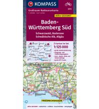 Radkarten KOMPASS Großraum-Radtourenkarte 3711 Baden-Württemberg Süd, Schwarzwald, Bodensee, Schwäbische Alb, Allgäu 1:125.000 Kompass-Karten GmbH