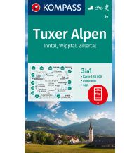 Wanderkarten Tirol Kompass-Karte 34, Tuxer Alpen, Inntal, Wipptal, Zillertal 1:50.000 Kompass-Karten GmbH