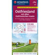 Cycling Maps KOMPASS Fahrradkarte 3322 Ostfriesland mit allen Ostfriesischen Inseln mit Knotenpunkten 1:70.000 Kompass-Karten GmbH