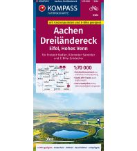 Cycling Maps KOMPASS Fahrradkarte 3324 Aachen, Dreiländereck, Eifel, Hohes Venn mit Knotenpunkten 1:70.000 Kompass-Karten GmbH