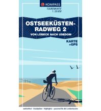 Cycling Guides KOMPASS Fahrrad-Tourenkarte Ostseeküstenradweg 2, von Lübeck bis Usedom 1:50.000 Kompass-Karten GmbH