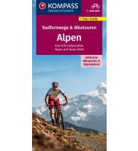 Cycling Maps KOMPASS Radfernwegekarte Radfernwege & Biketouren Alpen - Übersichtskarte 1:500.000 Kompass-Karten GmbH