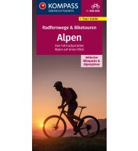 Radkarten KOMPASS Radfernwegekarte Radfernwege & Biketouren Alpen - Übersichtskarte 1:500.000 Kompass-Karten GmbH