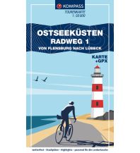 Cycling Maps KOMPASS Fahrrad-Tourenkarte Ostseeküstenradweg 1, von Flensburg nach Lübeck 1:50.000 Kompass-Karten GmbH