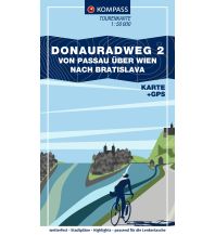 Cycling Maps Austria KOMPASS Fahrrad-Tourenkarte Donauradweg 2, von Passau über Wien nach Bratislava 1:50.000 Kompass-Karten GmbH