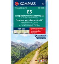 Weitwandern KOMPASS Wander-Tourenkarte Europäischer Fernwanderweg E5 Alpenüberquerung vom Bodensee bis Verona 1:50.000 Kompass-Karten GmbH