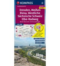 Cycling Maps Germany KOMPASS Fahrradkarte 3371 Dresden, Meißen, Westliche Sächsische Schweiz 1:70.000 Kompass-Karten GmbH
