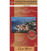 Road Maps Albania Gizi Map Straßenkarte Montenegro & North Albania, Geographical Map Gizi Map
