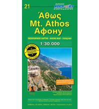 Wanderkarten Griechisches Festland Road Hiking Map & Guide 21, Mt. Áthos 1:30.000 Road Editions