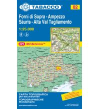 Mountainbike Touring / Mountainbike Maps Tabacco-Karte 02, Forni di Sopra, Ampezzo, Sàuris/Zahre, Alta Val Tagliamento 1:25.000 Tabacco