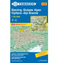 Ski Touring Maps Tabacco-Karte 038, Sterzing/Vipiteno, Stubaier Alpen/Alpi Breonie 1:25.000 Tabacco