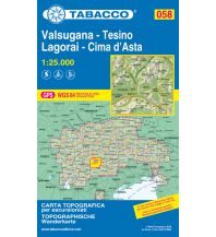 Mountainbike-Touren - Mountainbikekarten Tabacco-Karte 058, Valsugana, Tesino, Lagorai, Cima d'Asta 1:25.000 Tabacco