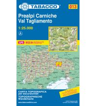 Mountainbike Touring / Mountainbike Maps Tabacco-Karte 013, Prealpi Carniche/Karnische Voralpen, Val Tagliamento 1:25.000 Tabacco