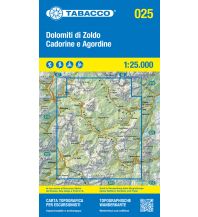 Hiking Maps Italy Tabacco-Karte 025, Dolomiti di Zoldo, Cadorine e Agordine 1:25.000 Tabacco