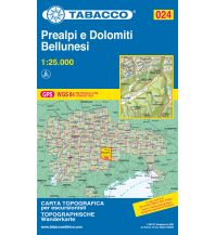 Wanderkarten Südtirol & Dolomiten Tabacco-Karte 024, Prealpi e Dolomiti Bellunesi 1:25.000 Tabacco