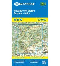 Mountainbike Touring / Mountainbike Maps Tabacco-Karte 051, Massiccio del Grappa, Bassano, Feltre 1:25.000 Tabacco