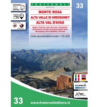 Wanderkarten Italien Fraternali Wanderkarte 33, Monte Rosa, Alta Valle di Gressoney, Alta Val d'Ayas 1:25.000 Fraternali
