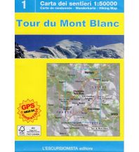 Wanderkarten Schweiz & FL Carta dei sentieri 1, Tour du Mont Blanc 1:50.000 L'Escursionista