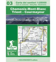 Hiking Maps Switzerland Carta dei sentieri 03, Chamonix-Mont-Blanc, Trient, Courmayeur 1:25.000 L'Escursionista