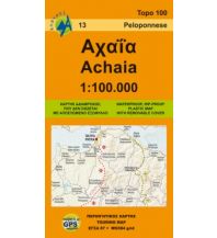 Road Maps Greece Anavasi Topo Map 100.13, Achaia (Peloponnes) 1:100.000 Anavasi