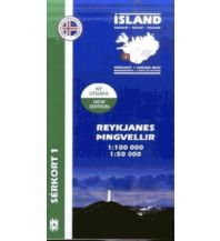 Hiking Maps Iceland Sérkort 1, Reykjanes, Þingvellir 1:100.000/1:50.000 Mal og menning