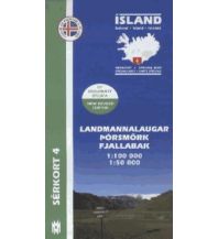Hiking Maps Iceland Sérkort 4, Landmannalaugar, Þórsmörk, Fjallabak 1:100.000/1:50.000 Mal og menning