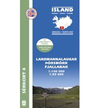 Wanderkarten Island Sérkort 4, Landmannalaugar, Þórsmörk, Fjallabak 1:100.000/1:50.000 Mal og menning