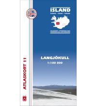 Wanderkarten Island MM Island Atlaskort 11, Langjökull 1:100.000 Mal og menning