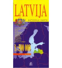 Straßenkarten Baltikum Latvija, autocelu karte. Lettland, Straßenkarte Jana Seta