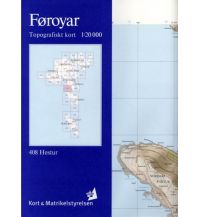 Wanderkarten Topografiskt kort Føroyar/Färöer 408, Hestur 1:20.000 Kort & Matrikelstyrelsen