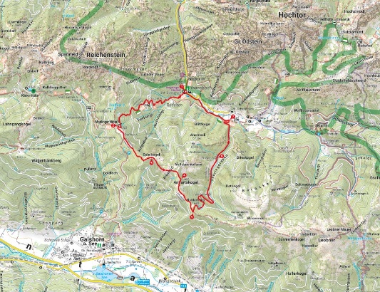 Karte Johnsbacher Hoehenweg