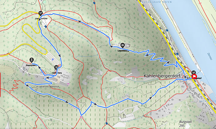 Kartenausschnitt Leopoldsberg und Kahlenberg